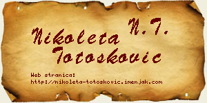 Nikoleta Totošković vizit kartica